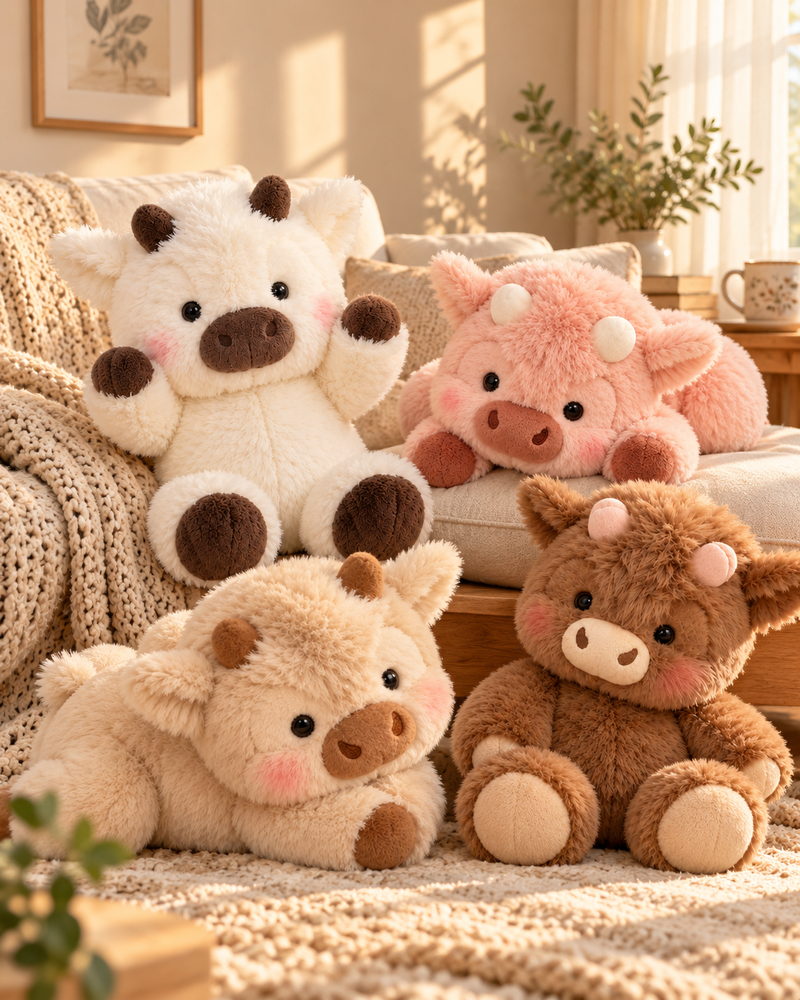Mallow the Fluffy Cow Plush – Soft Cuddly Cow Teddy