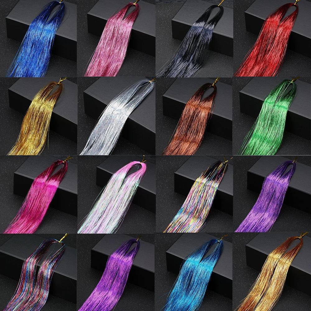 All available hair tinsel colours shown together