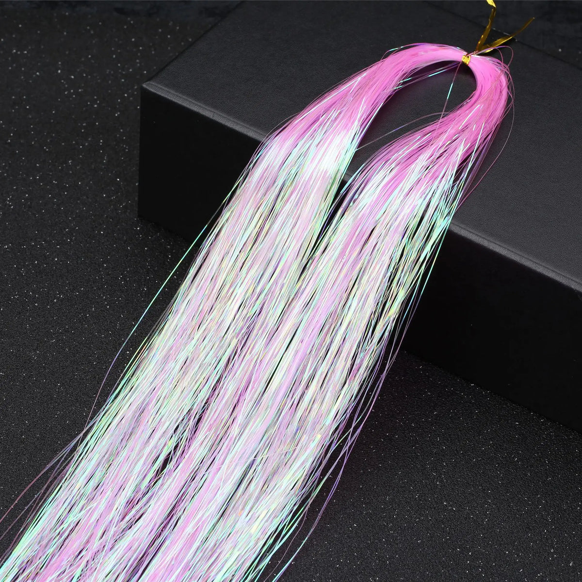 Fairy hair tinsel — 48 inch sparkle strand bundle, heat-safe, ties in with a knot