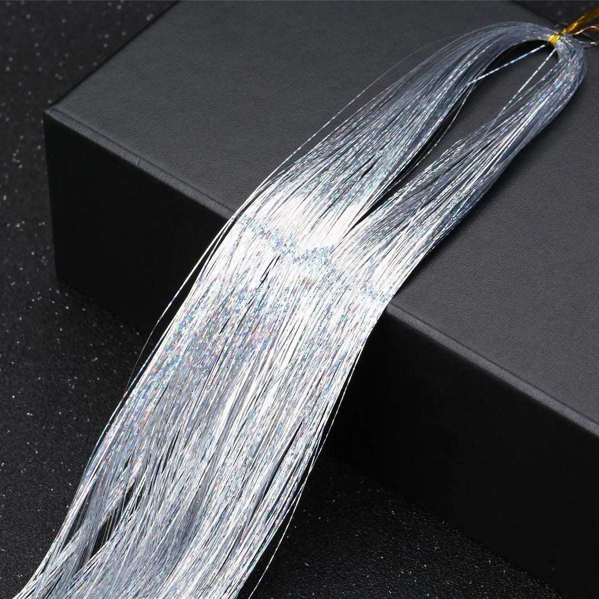 Fairy hair tinsel — 48 inch sparkle strand bundle, heat-safe, ties in with a knot