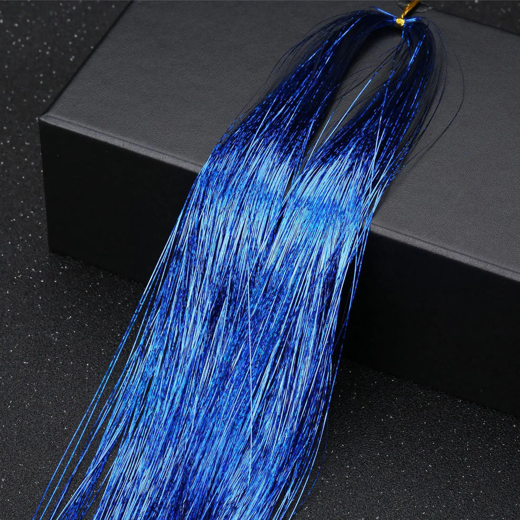 Fairy hair tinsel — 48 inch sparkle strand bundle, heat-safe, ties in with a knot